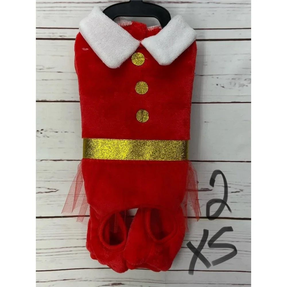 Silverpooch XS Pet Apparel Christmas Dog Pajamas Pjs Clothes Size Xtra Small Red
